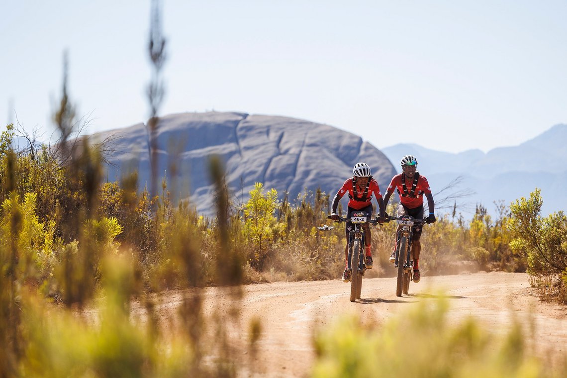 Riders during Stage 3 of the 2025 Absa Cape Epic Mountain Bike stage race held at Fairview, Paarl, Cape Town, South Africa on the 19th March 2025. Photo by Sam Clark/Cape Epic
PLEASE ENSURE THE APPROPRIATE CREDIT IS GIVEN TO THE PHOTOGRAPHER AND ABSA