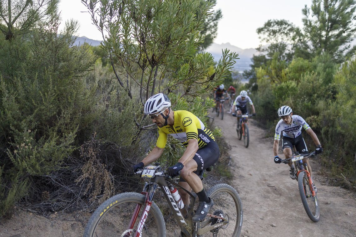 during Stage 3 of the 2025 Absa Cape Epic Mountain Bike stage race held at Fairview, Paarl, Cape Town, South Africa on the 19th March 2025. Photo by Nick Muzik/Cape Epic
PLEASE ENSURE THE APPROPRIATE CREDIT IS GIVEN TO THE PHOTOGRAPHER AND ABSA CAPE 